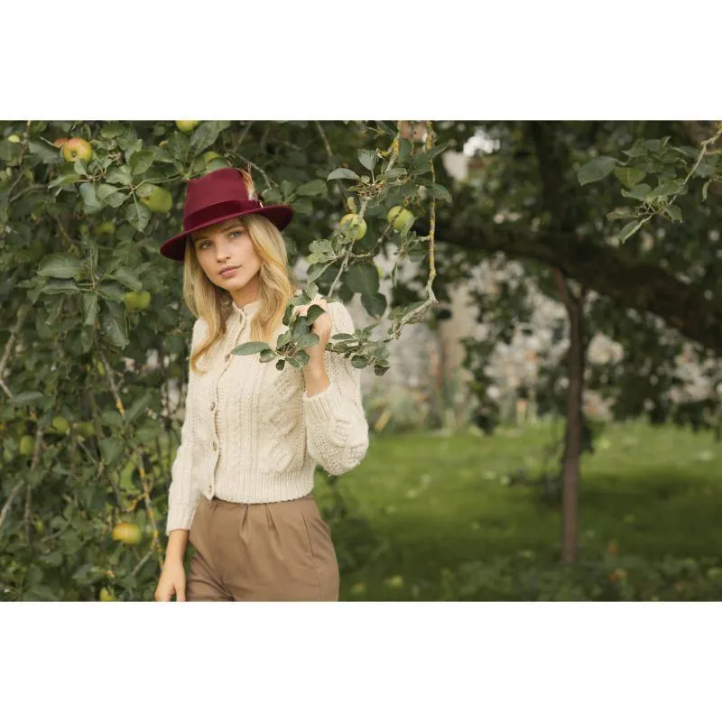 Hicks & Brown Chelsworth Coque & Pheasant Fedora - Maroon