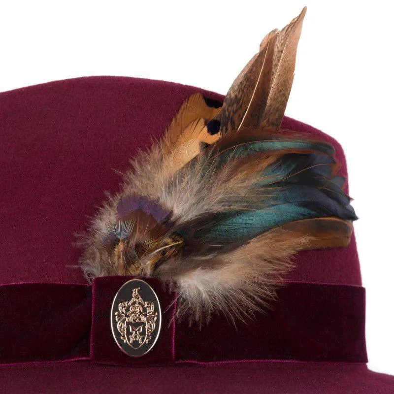 Hicks & Brown Chelsworth Coque & Pheasant Fedora - Maroon