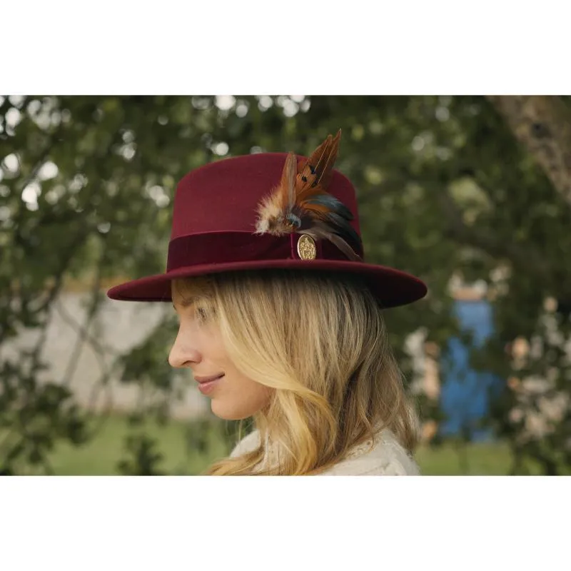 Hicks & Brown Chelsworth Coque & Pheasant Fedora - Maroon