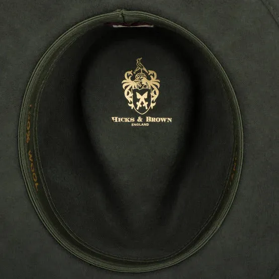 Hicks & Brown Suffolk Classic Feather Fedora Hat - Olive Green