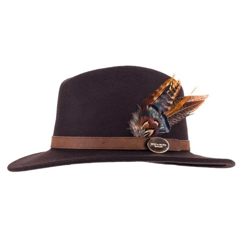 Hicks & Brown Suffolk Gamebird Fedora Hat - Brown