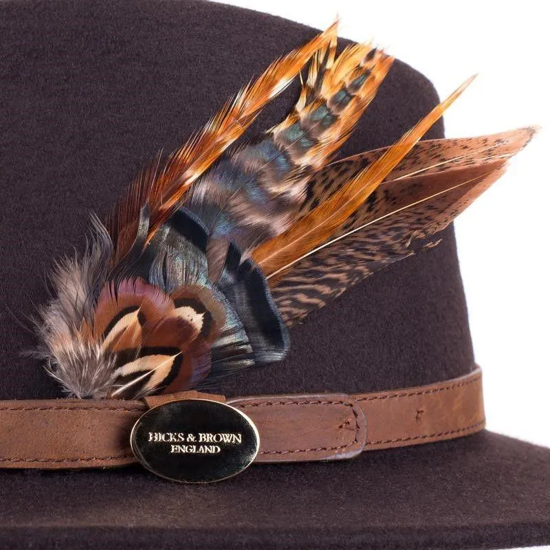 Hicks & Brown Suffolk Gamebird Fedora Hat - Brown