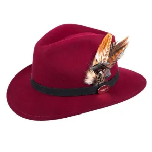 Hicks & Brown Suffolk Gamebird Fedora Hat - Maroon