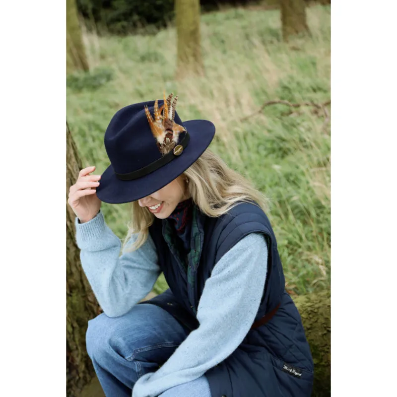 Hicks & Brown Suffolk Gamebird Fedora Hat - Navy