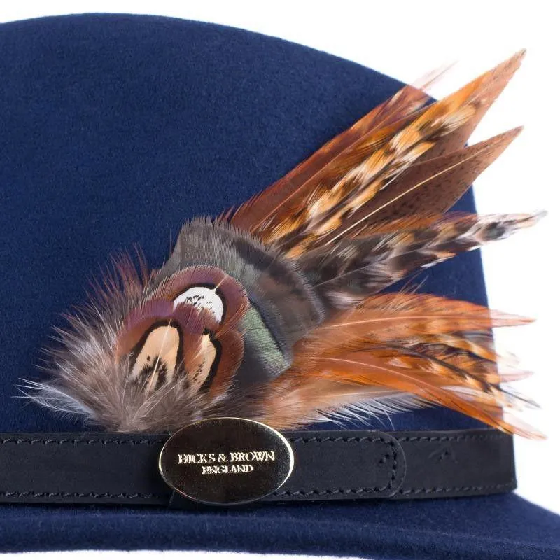 Hicks & Brown Suffolk Gamebird Fedora Hat - Navy