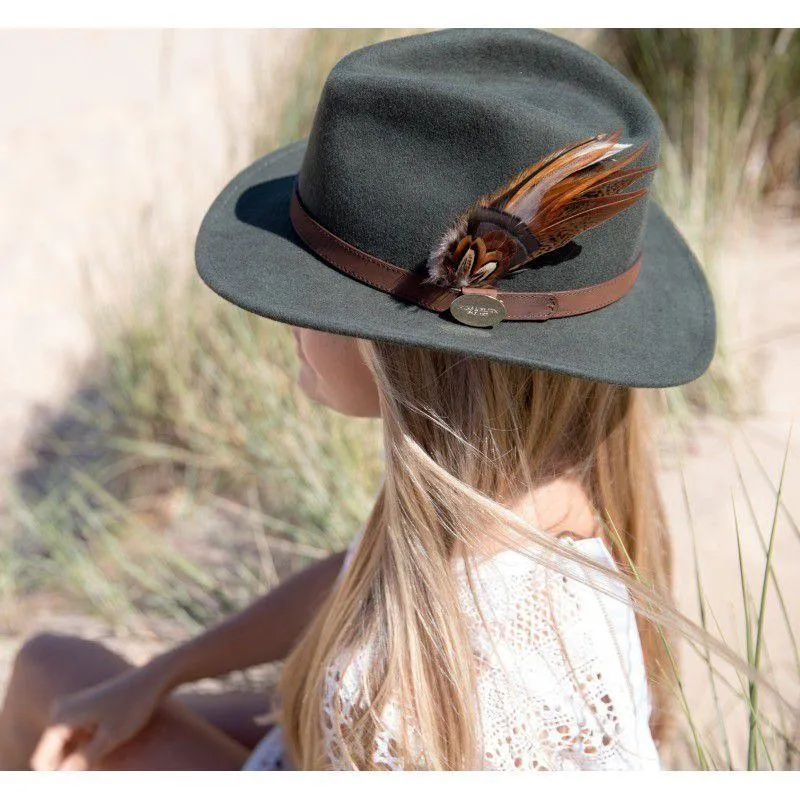 Hicks & Brown Suffolk Gamebird Fedora Hat - Olive