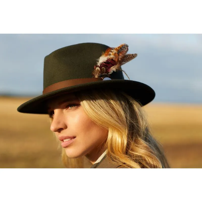 Hicks & Brown Suffolk Gamebird Fedora Hat - Olive