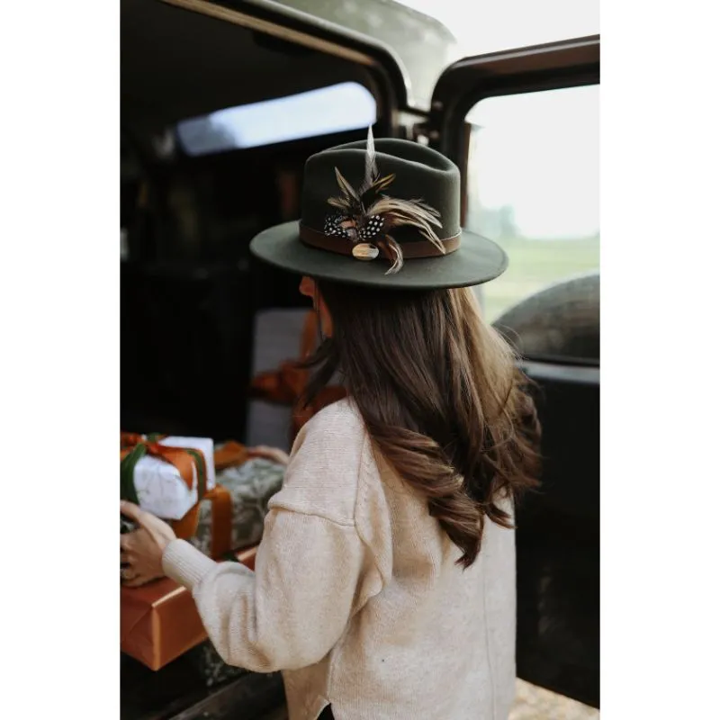 Hicks & Brown Suffolk Gamebird Fedora Hat - Olive