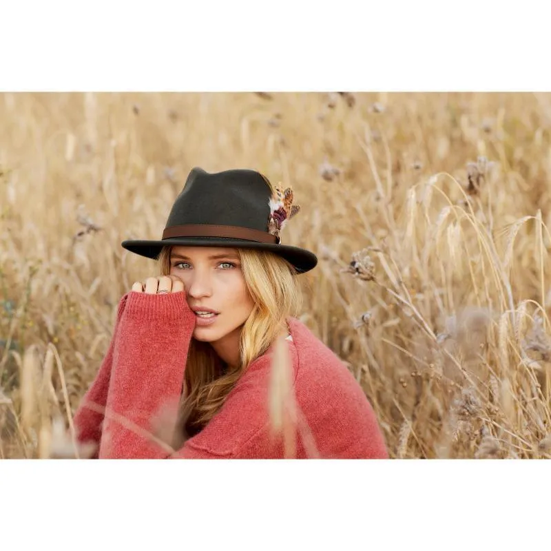 Hicks & Brown Suffolk Gamebird Fedora Hat - Olive