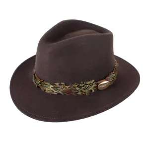 Hicks & Brown Suffolk Pheasant Wrap Fedora Hat - Brown