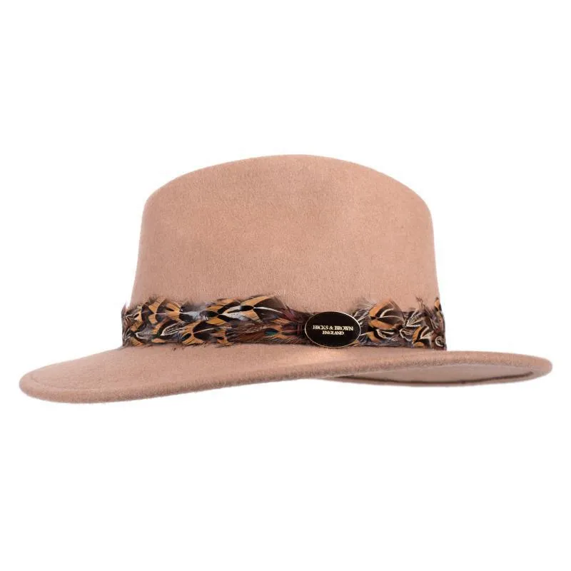 Hicks & Brown Suffolk Pheasant Wrap Fedora Hat - Camel