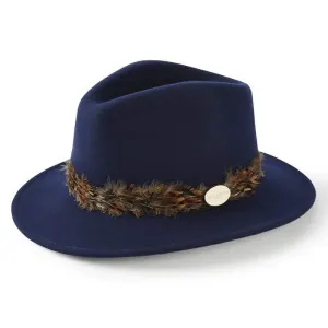 Hicks & Brown Suffolk Pheasant Wrap Fedora Hat - Navy