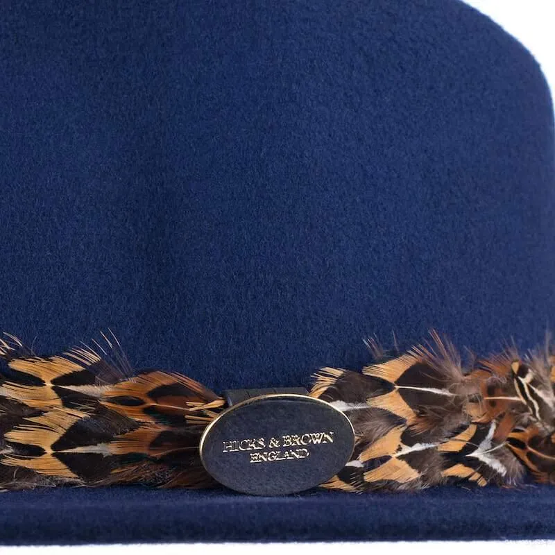 Hicks & Brown Suffolk Pheasant Wrap Fedora Hat - Navy
