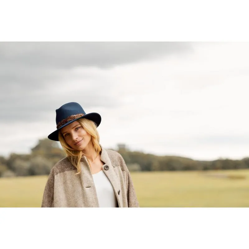 Hicks & Brown Suffolk Pheasant Wrap Fedora Hat - Navy