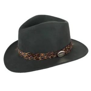 Hicks & Brown Suffolk Pheasant Wrap Fedora Hat - Olive