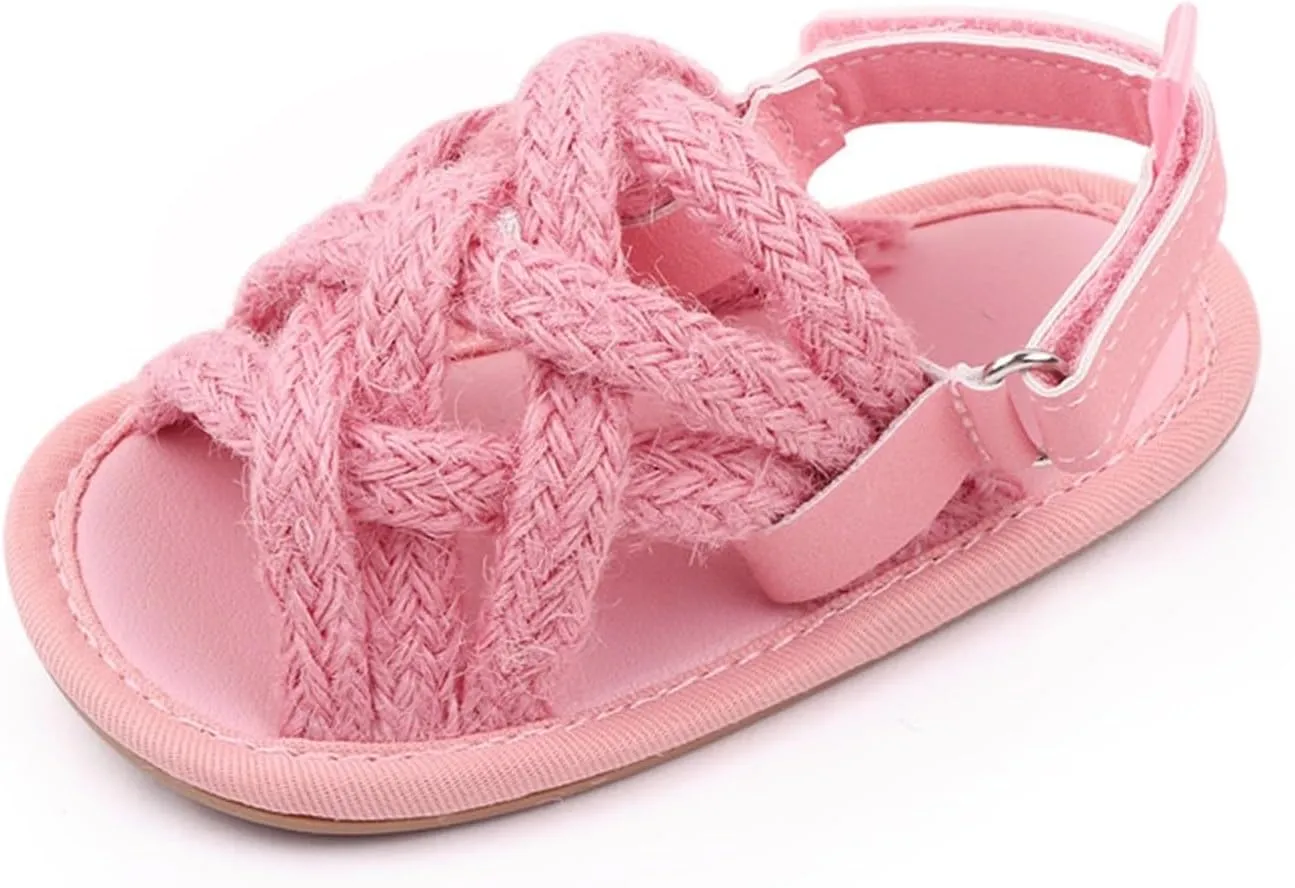 Infant Baby Girl Boy Sandals Braided Open Toe Flat Sandal Summer Anti Slip Walk Shoes Cute Slip On Casual Shoes