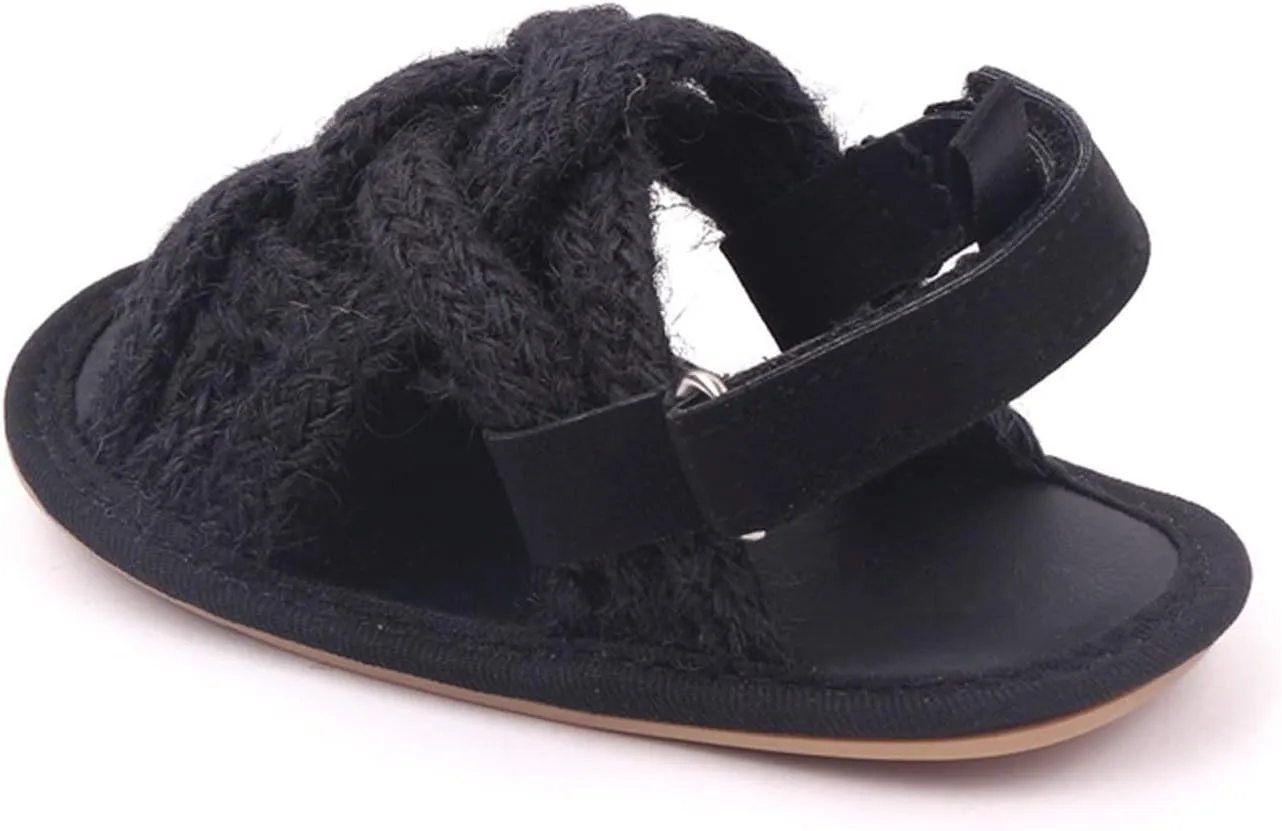 Infant Baby Girl Boy Sandals Braided Open Toe Flat Sandal Summer Anti Slip Walk Shoes Cute Slip On Casual Shoes