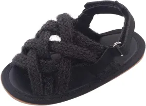 Infant Baby Girl Boy Sandals Braided Open Toe Flat Sandal Summer Anti Slip Walk Shoes Cute Slip On Casual Shoes