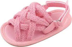 Infant Baby Girl Boy Sandals Braided Open Toe Flat Sandal Summer Anti Slip Walk Shoes Cute Slip On Casual Shoes
