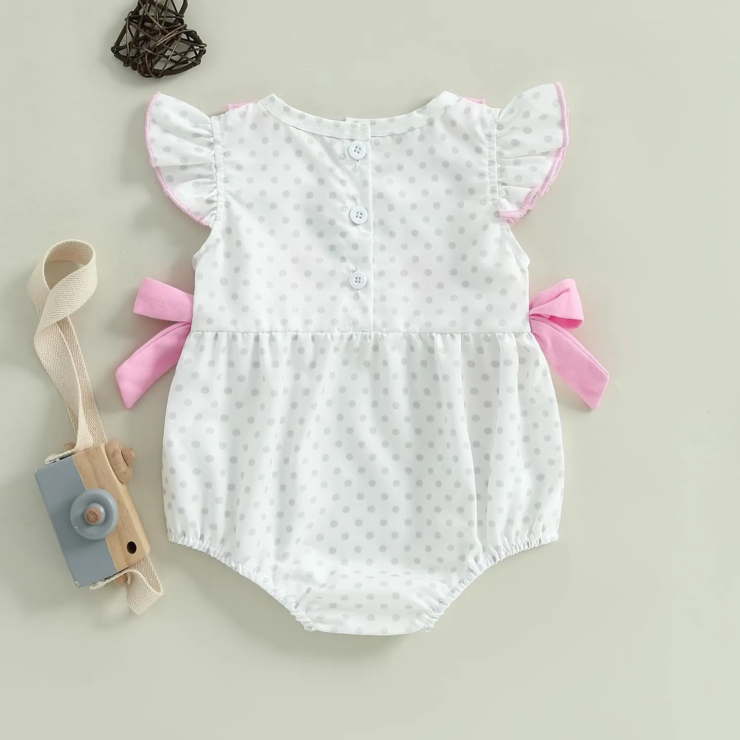 Infant Baby Girl Summer Outfits Ballet Shoes Bow Short Sleeve Romper Smocked Bodysuit Bubble Clothes