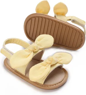 Infant Baby Girls Boys Sandals Non-Slip Soft Sole Bowknot Crib Sandals Infant Summer Outdoor Flat Toddler First Walkers Shoes