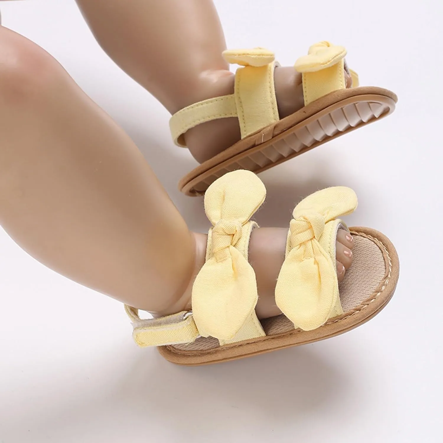 Infant Baby Girls Boys Sandals Non-Slip Soft Sole Bowknot Crib Sandals Infant Summer Outdoor Flat Toddler First Walkers Shoes