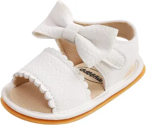 Infant Baby Girls Boys Sandals Summer Bowknot Crib Shoes Toddler Pu Leather Flower Dress Flat First Toddler Indoor Shoe