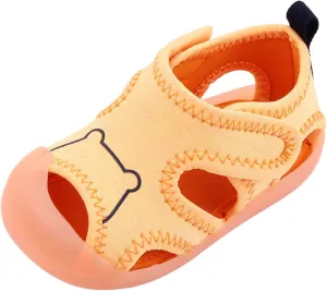 Infant Baby Girls Boys Toddler Summer Shoes Sandals Premium Soft Anti-Slip Rubber Sole Sneaker (Orange, 7 M Toddler)