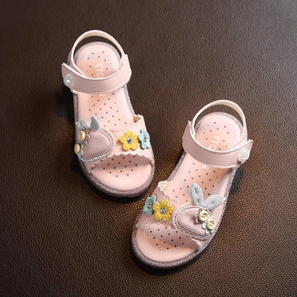 Infant Baby Girls Sandals Summer Bowknot Crib Shoes Toddler Pu Leather Flower Soft Rubber Sole Dress Flats Shoes (Pink, 3-3.5Years)