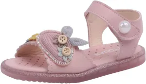 Infant Baby Girls Sandals Summer Bowknot Crib Shoes Toddler Pu Leather Flower Soft Rubber Sole Dress Flats Shoes (Pink, 3-3.5Years)