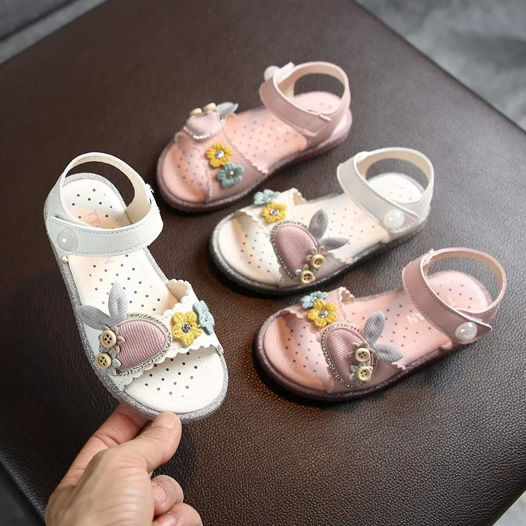 Infant Baby Girls Sandals Summer Bowknot Crib Shoes Toddler Pu Leather Flower Soft Rubber Sole Dress Flats Shoes (Pink, 3-3.5Years)