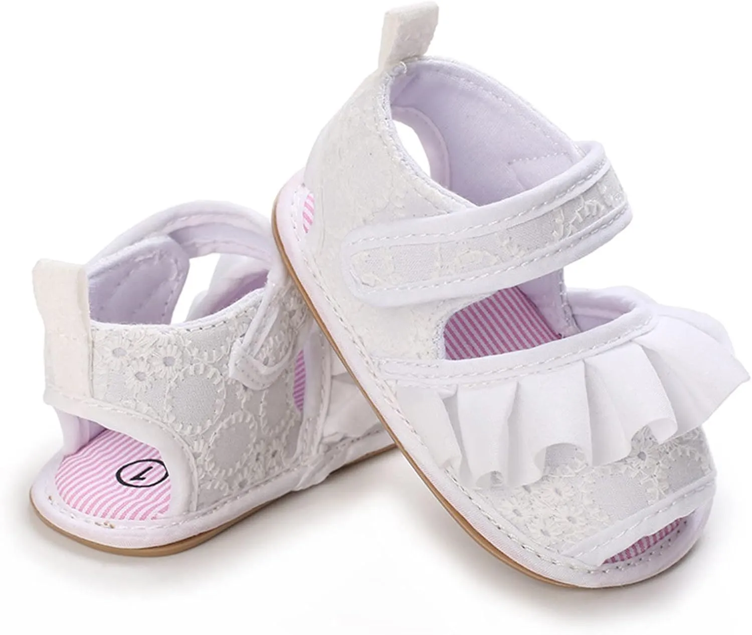 Infant Baby Girls Summer Ruffle Sandals Toddler First Walking Soft Sole Anti-Slip Open Toe Breathable Outdoor Shoes