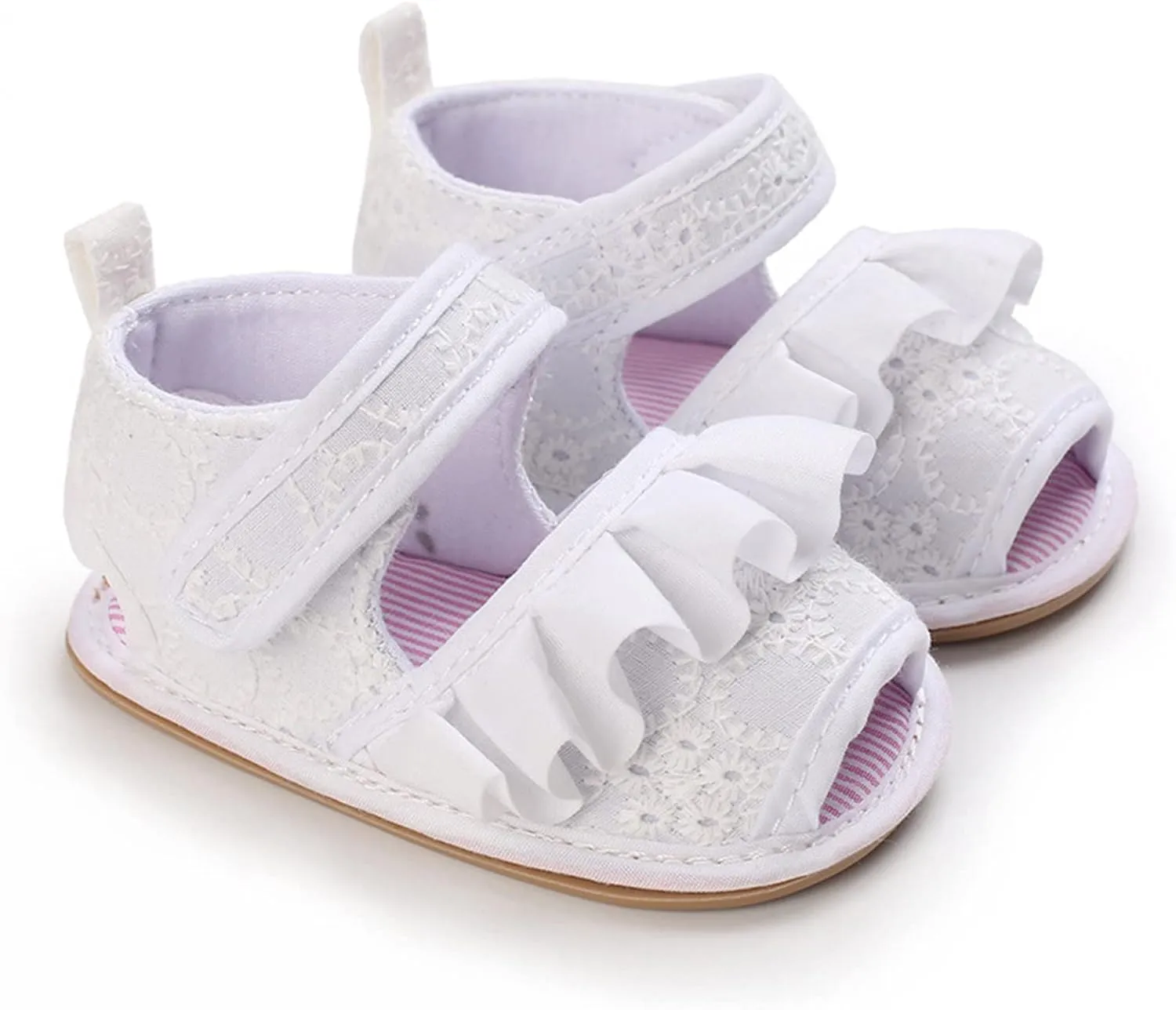 Infant Baby Girls Summer Ruffle Sandals Toddler First Walking Soft Sole Anti-Slip Open Toe Breathable Outdoor Shoes
