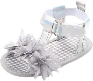 Infant Baby Girls Summer Sandals with Flower Soft Sole Wedding Dress Flats Newborn First Walkers crib Dress Shoes