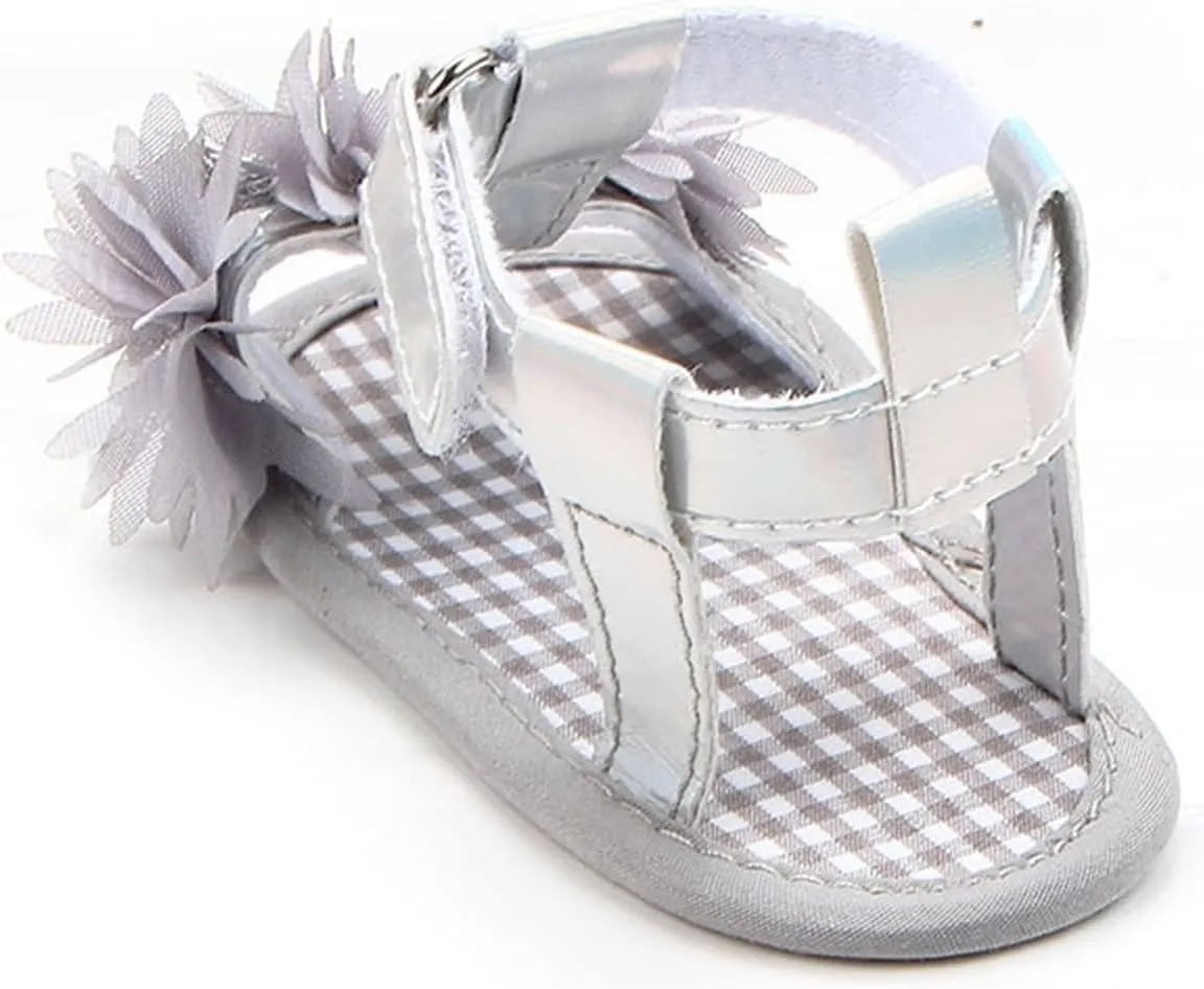 Infant Baby Girls Summer Sandals with Flower Soft Sole Wedding Dress Flats Newborn First Walkers crib Dress Shoes