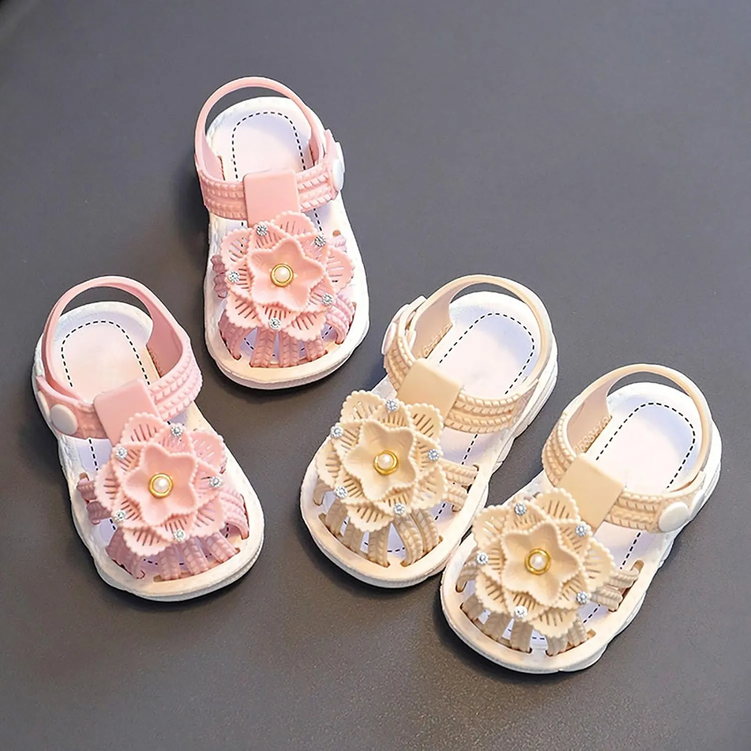 Infant Girls Bowknot Closed Toe Soft Sole Sandals Toddler Non Slip Casual Outdoor Shoes 2025 Summer Fashion Footwear