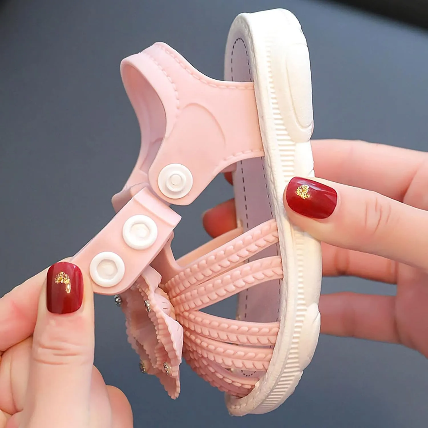 Infant Girls Bowknot Closed Toe Soft Sole Sandals Toddler Non Slip Casual Outdoor Shoes 2025 Summer Fashion Footwear