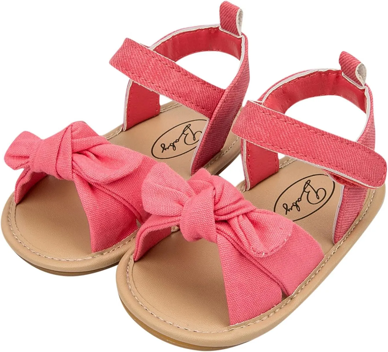 Infant Girls Open Toe Bowknot Shoes Summer Flat Base Fashion Hook Loop Sandals Canvas Shoes for Kids