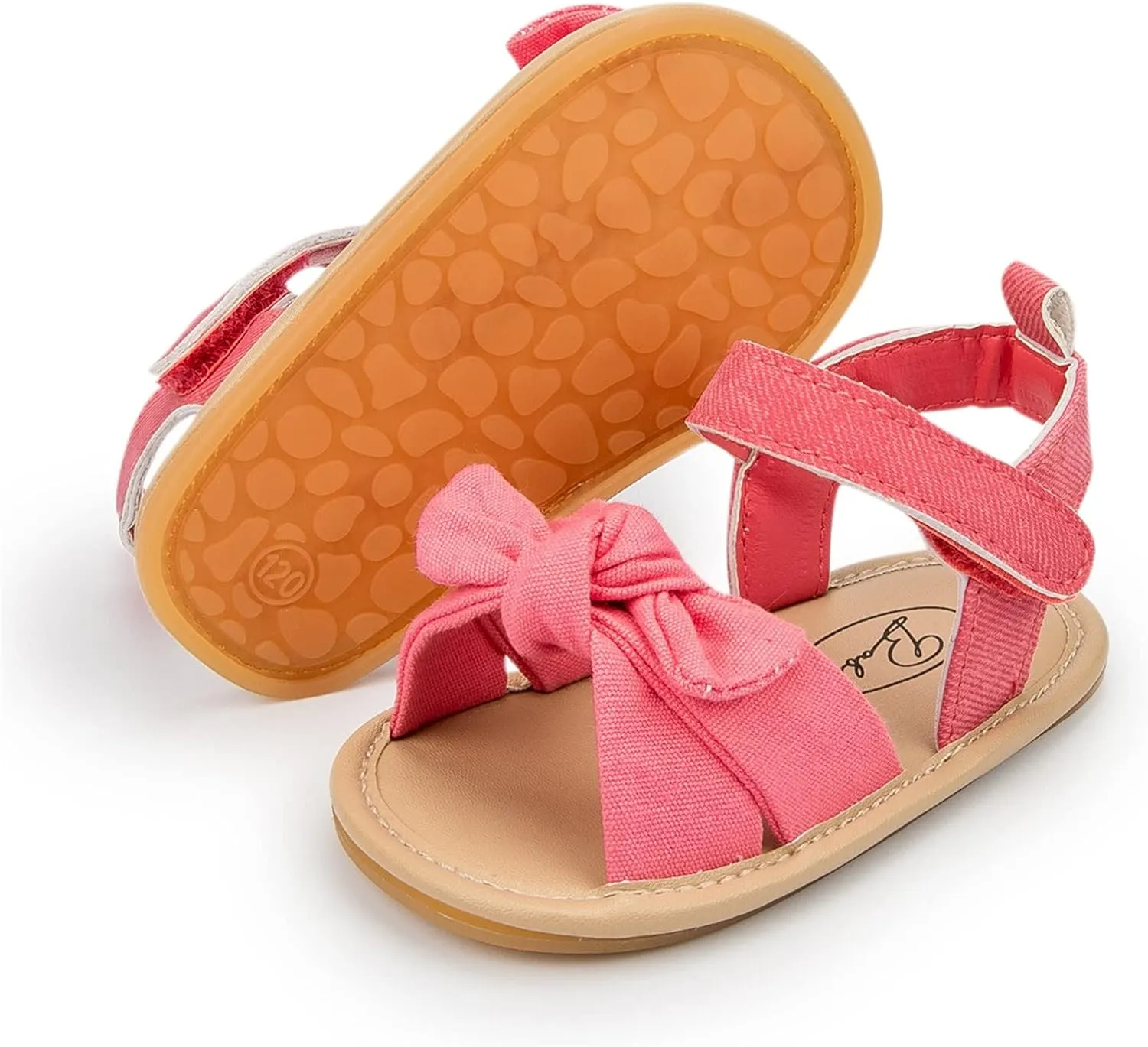 Infant Girls Open Toe Bowknot Shoes Summer Flat Base Fashion Hook Loop Sandals Canvas Shoes for Kids