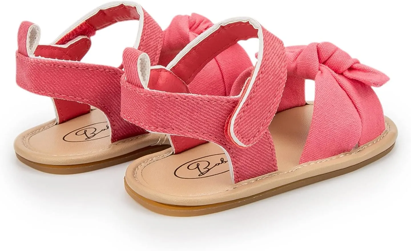 Infant Girls Open Toe Bowknot Shoes Summer Flat Base Fashion Hook Loop Sandals Canvas Shoes for Kids