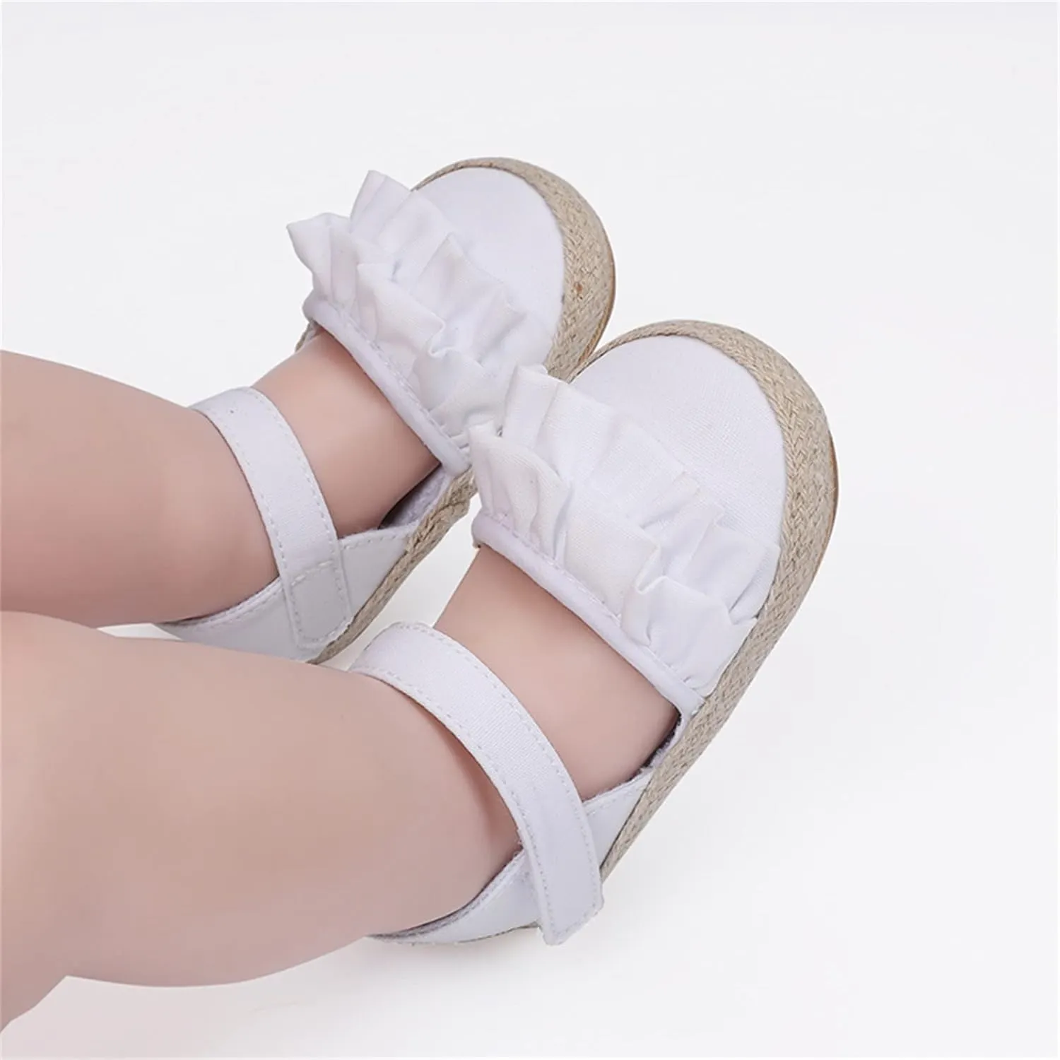Infant Girls Ruffles Shoes First Walkers Shoes Summer Toddler Flat Sandals Boys Slides Size 3 (White, 0-6 Months)