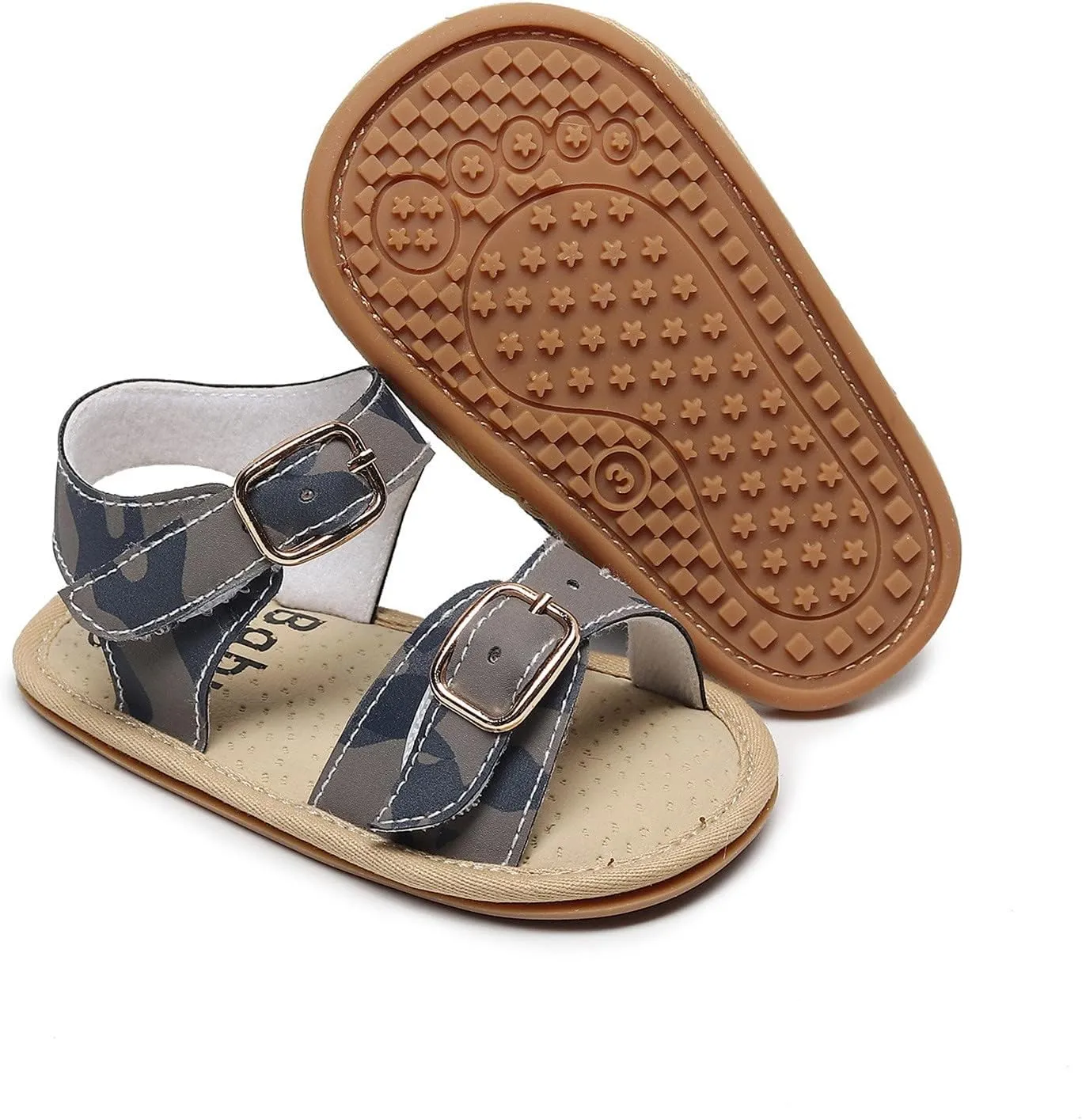 Infant Sandals Infant Boys Girls Open Toe Shoes First Walkers Shoes Summer Toddler Flat Sandals Shoes (Blue, 3-6 Months)