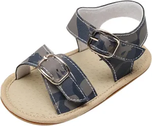 Infant Sandals Infant Boys Girls Open Toe Shoes First Walkers Shoes Summer Toddler Flat Sandals Shoes (Blue, 3-6 Months)