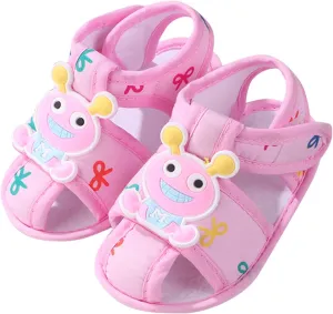 Infant Toddler Baby Girls Boys Shoes Sandals First Walkers Prewalkers Cartoon Anti-Slip Soft Sole (Pink, 5.5 Infant)