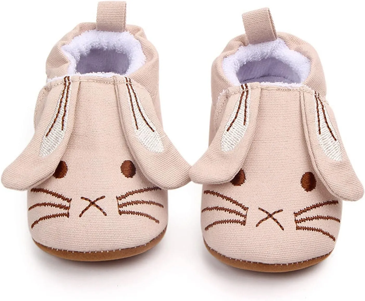 Infant Toddler Shoes Soft Sole Toddler Shoes 3D Little Ear Cartoon Embroidery Princess Shoe Tying Practice for Kids (Beige, 12 Infant)