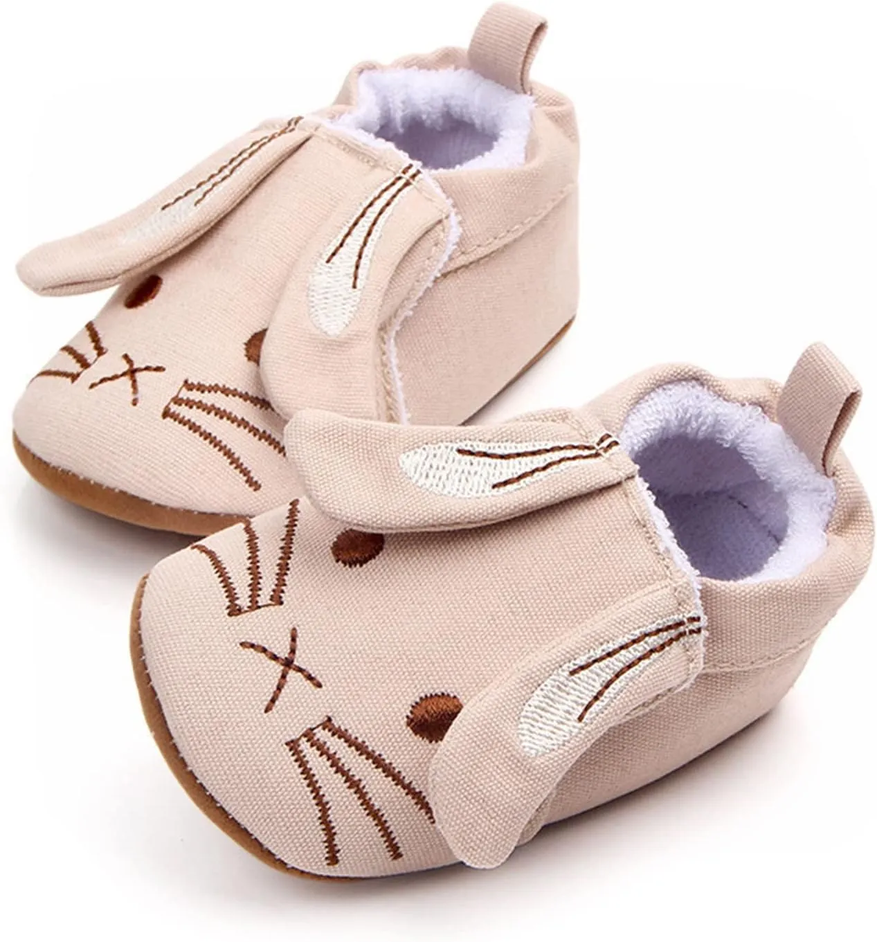 Infant Toddler Shoes Soft Sole Toddler Shoes 3D Little Ear Cartoon Embroidery Princess Shoe Tying Practice for Kids (Beige, 12 Infant)
