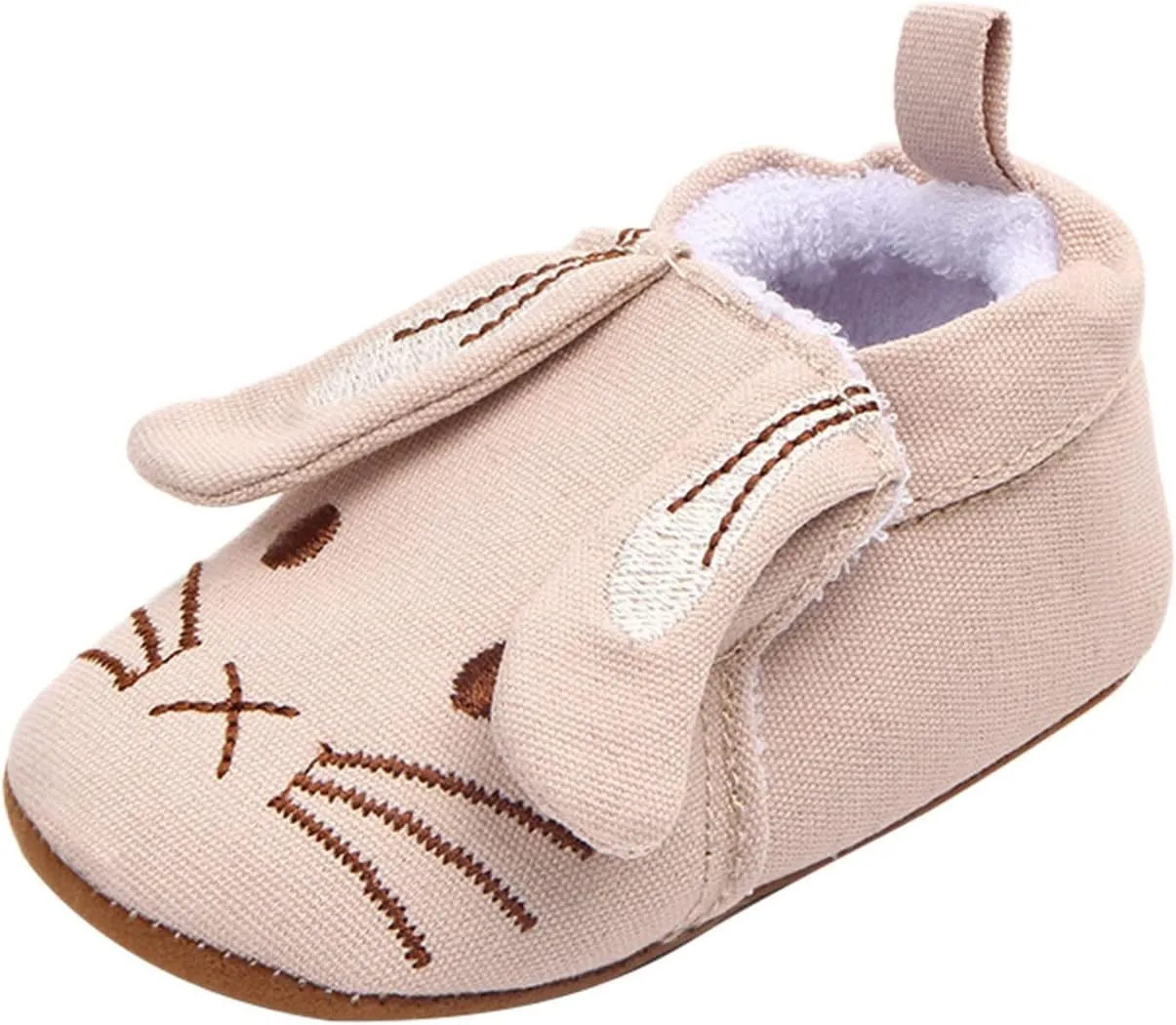 Infant Toddler Shoes Soft Sole Toddler Shoes 3D Little Ear Cartoon Embroidery Princess Shoe Tying Practice for Kids (Beige, 12 Infant)