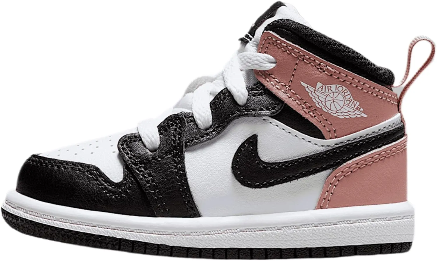 Jordan 1 Mid Baby/Toddler Shoes (DQ8425-100, White/Rust Pink/Black)
