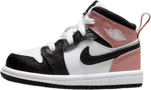 Jordan 1 Mid Baby/Toddler Shoes (DQ8425-100, White/Rust Pink/Black)