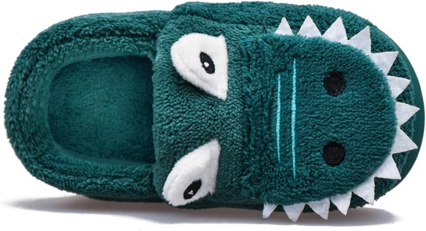 Kids Boys Girls Slip On Winter Warm House Slippers Plush Cozy Cute Dinosaur Home Shoes with Soft Memory Foam